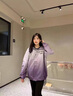QGF漸變色沖鋒上衣女新款連帽休閑外套春秋季美式寬松棒球服工裝夾克 珊瑚紅 M 曬單實(shí)拍圖