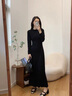 具趣赫本風黑色連衣裙子春秋季女裝2024新款法式氣質修身內搭打底長裙 黑色連衣裙 L 105-115斤 曬單實拍圖