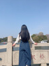 兩三事藍(lán)韻花境 2025夏季新款甜美貼布繡花不對(duì)稱背帶牛仔褲女寬松 深藍(lán)色 M 曬單實(shí)拍圖