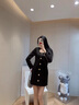 她芙（tafu）品牌女裝西裝連衣裙女2025春秋新款氣質(zhì)修身顯瘦赫本風(fēng)長袖小黑裙 黑色 M 100-110斤 曬單實拍圖