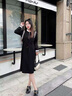 艾柔丹韓版優(yōu)雅時(shí)尚簡約休閑連衣裙女春秋季新款女裝顯瘦黑色衛(wèi)衣裙子 黑色 M 曬單實(shí)拍圖