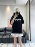 SuaMoment雛菊抓痕刺繡T恤男女夏季美式潮牌休閑寬松情侶短袖T恤 黑色 M 曬單實(shí)拍圖