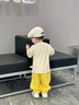 幼歌（YOUGE）嬰幼海洋動(dòng)物條紋撞色短袖元?dú)鈱捤缮弦?黃白條紋 90 cm 曬單實(shí)拍圖