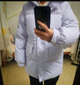 森馬（Semir）羽絨服女中長(cháng)款大毛領(lǐng)連帽顯瘦2024冬新款工裝風(fēng)防風(fēng)保暖外套 粉紫（白鴨絨）70028 L 曬單實(shí)拍圖