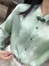 米詩(shī)德真絲中式唐裝襯衫女桑蠶絲上衣復古盤(pán)扣長(cháng)袖早春穿搭中國風(fēng)上衣 薄荷綠 L 曬單實(shí)拍圖