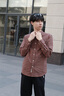 Teenie Weenie Men小熊男裝簡約格紋襯衫2025春季新款休閑通勤舒適襯衣 酒紅色 M 曬單實拍圖