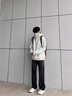 楠笙記春季美式直筒闊腿休閑長(zhǎng)褲子男士學(xué)生新款復(fù)古高街潮牌百搭牛仔褲 黑色 XL 曬單實(shí)拍圖