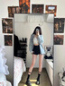 派吉鯊獨特小眾花紗水洗牛仔外套女秋冬款學生寬松百搭復古翻領夾克上衣 綠色 S 曬單實拍圖