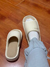 樸西透氣防臭亞麻拖鞋女士居家四季室內家用軟底防滑地板涼拖鞋女夏天 米白色 37-38 曬單實(shí)拍圖