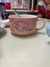 HELLO KITTY三麗鷗陶瓷泡面碗帶蓋手柄可愛飯盒大容量面碗學(xué)生宿舍上班便當(dāng)盒 霧霾粉美樂蒂/1002ml 曬單實(shí)拍圖