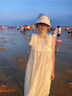 CTOX茶歇法式小飛袖連衣裙女夏季2025小個(gè)子公主初戀清純奶甜美長(cháng)裙子 杏色連衣裙 M 45/55kg 曬單實(shí)拍圖