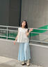 優(yōu)優(yōu)1點(diǎn)（Yoyo one）女童套裝夏季薄款兒童2025新款夏裝裙褲洋氣連衣裙中大童冰絲裙子 白色上衣+藍色裙褲 160 160cm 曬單實(shí)拍圖