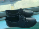 斷碼紅青蜒真皮單鞋女春秋軟底平底防滑舒適工作鞋加絨媽媽鞋 黑色【加絨】 38 曬單實(shí)拍圖