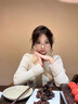 LDBE拼接蕾絲蝴蝶結(jié)長(zhǎng)袖針織衫女秋冬內(nèi)搭打底修身設(shè)計(jì)感韓系毛衣上衣 杏色 M 曬單實(shí)拍圖