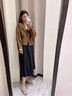 艾柔丹春秋季新款連衣裙女裝百搭氣質(zhì)顯瘦短外套女赫本風(fēng)半身裙套裝裙子 咖色外套+黑色西裝半裙 S 曬單實(shí)拍圖