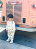 幼歌（YOUGE）【扭扭系列】新嬰幼兒愛(ài)心寬松休閑直筒褲斜紋背帶褲 米色（背帶褲） 80 cm 曬單實(shí)拍圖