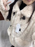 吉閑 毛茸茸可愛(ài)甜妹撞色減齡顯瘦穿搭外套女2024冬加厚保暖學(xué)生棉衣 杏色 M 曬單實(shí)拍圖