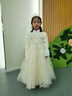 小咔衣濃兒童禮服公主裙花童婚紗小女孩主持人長(cháng)袖女童加絨鋼琴演出服秋冬 香檳色加絨長(cháng)款+水滴皇冠 130 曬單實(shí)拍圖
