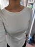 哈魯?shù)祥L袖打底衫T恤女裝春夏季圓領內(nèi)搭白色正肩修身顯瘦百搭弧形薄衫 白色 M （80-110斤） 曬單實拍圖