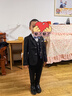 蘿卜唄唄（LUOBOBEIBEI）兒童西裝男童純色西服花童中小童禮服套裝 黑色五件套 120 曬單實(shí)拍圖