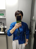 初語(yǔ)復古絞花肌理針織衫女2024秋季新款圓領(lǐng)寶藍短款通勤開(kāi)衫外套 寶藍色 L 曬單實(shí)拍圖