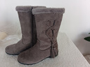 啄木鳥(niǎo)輕奢高檔真皮中筒雪地靴女平底皮毛一體2025年新款冬季加絨加厚棉 深灰色 38 曬單實(shí)拍圖