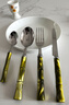同合意大利進(jìn)口刀叉餐具Rivadossi輕奢高端創(chuàng  )意不銹鋼西餐竹節勺 竹節橄欖綠餐具四件套 曬單實(shí)拍圖