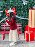 moonkids女童裙子過新年套裝秋冬年服兒童冬裝紅色毛衣圣誕兩件套加厚保暖 三件套【19741紅色毛衣+19588卡其色+4532卡其色棉裙】 110 cm 曬單實(shí)拍圖