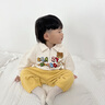幼歌（YOUGE）【有機(jī)云朵衛(wèi)褲】嬰幼兒寬松軟糯親膚長褲針織小熊休閑衛(wèi)褲 明黃（66-90兩用襠） 80 cm 曬單實(shí)拍圖