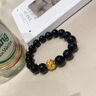 中國黃金CHINA GOLD天然黑曜石手串男士足硬金銅錢手鏈七夕情人節(jié)禮物送男友老公生日 銅錢金珠轉(zhuǎn)運珠黑曜石手串-12mm 曬單實拍圖