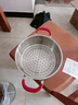 菲仕樂(lè )小紅柄系列24厘米鋼蓋雙柄深湯鍋(帶屜)不銹鋼雙層蒸鍋 曬單實(shí)拍圖