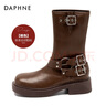 達(dá)芙妮（DAPHNE）馬丁靴女2024爆款春季復(fù)古百搭騎士靴網(wǎng)紅中筒加絨西部牛仔靴女 棕色【美拉德中筒靴】 35 曬單實(shí)拍圖