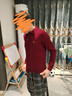 夢(mèng)特嬌（MONTAGUT）馬年春節冬季男士純羊毛衫經(jīng)典翻領(lǐng)針織休閑保暖毛衣 酒紅 L 曬單實(shí)拍圖