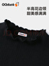 可可鴨（QQ DUCK）童裝兒童T恤長袖女童打底衫花瓣領(lǐng)保暖衣服蝴蝶打底黑色；165 曬單實拍圖