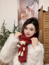 蘇木佰（SOMUBAY）可愛(ài)小熊紅色圍巾女冬季新款保暖防風(fēng)針織圍脖本命年送禮物圣誕節 紅色小熊 曬單實(shí)拍圖