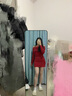 妙奕嘉紅色連衣裙女裙子春秋純欲小個(gè)子長(zhǎng)袖包臀裙女士性感一字肩連衣裙 紅色一字肩辣妹包臀裙 XL 【建議110-120斤】 曬單實(shí)拍圖
