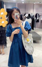 DXOT2025法式方領(lǐng)泡泡袖連衣裙女夏季設(shè)計(jì)感小眾收腰顯瘦仙女蓬蓬裙子 藍(lán)色 M 建議95-105斤 曬單實(shí)拍圖