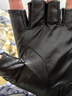 佳烜真皮半指手套男冬季開(kāi)車(chē)騎行時(shí)尚露指機車(chē)防滑加絨羊皮半截手套薄 黑色(加絨) L 曬單實(shí)拍圖