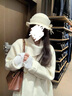 米詩德澳洲羊毛大衣女毛呢外套女2024新款冬季金扣細帶系腰帶的毛呢大衣 米白色長·款[全店 M 曬單實拍圖