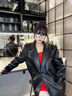 ICH MODE 美式美拉德皮衣外套女2025新款春季復(fù)古西裝夾克高級感男 黑色 M 曬單實拍圖