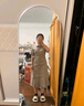 ONLY春夏時(shí)尚氣質(zhì)短袖顯瘦中長款連衣裙女|124307001 E11 腰果沙色 L (170) 88A 曬單實(shí)拍圖
