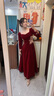 皮爾卡丹（pierre cardin）23年新款敬酒服新娘紅色結(jié)婚冬季高端絲絨訂婚禮服裙長(zhǎng)袖感秋冬女 酒紅色 L 曬單實(shí)拍圖
