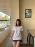 Teenie Weenie小熊T恤女2025年春夏新款基礎(chǔ)V領(lǐng)寬松短袖T恤上衣女 象牙白 S 160 曬單實(shí)拍圖