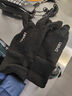 溥畔手套男女冬季露指加絨保暖觸屏防滑防潑水外賣(mài)騎手漏二指騎行手套 鹿皮絨黑色 漏兩指 曬單實(shí)拍圖