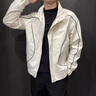 喬易倫翻領(lǐng)夾克外套男春秋款2025新款潮流明線工裝上衣服潮牌男裝休閑衣 黑色 M 曬單實(shí)拍圖