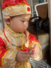 GOKU嬰兒抓周禮服中式唐裝套裝男寶寶周歲衣服紅色喜慶百天滿(mǎn)月兒童 繁星袖長(cháng)  六件套 常規 80 (L) 建議體重15-20斤 曬單實(shí)拍圖