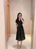 羅蒙真絲連衣裙高端香云紗女2025新款新中式短袖媽媽裝夏季大碼寬松裙 綠色 L 曬單實(shí)拍圖
