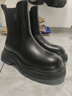 他她（TATA）海鹽黑咖切爾西女靴休閑厚底加絨煙筒靴秋冬新款 黑（鞋底藍絨里-靴筒15.5cm） 36 曬單實(shí)拍圖