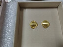 六福珠寶足金絲綢金紐扣黃金耳釘耳飾送禮 計價 GJGTBE0016 3.80克(含工費740元) 配硅膠耳堵 曬單實拍圖