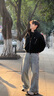 杜小閑座山蟒立領(lǐng)外套男士春秋季cleanfit高級感工裝外套寬松上衣服夾克 黑色 XL [推薦120-140斤] 曬單實拍圖